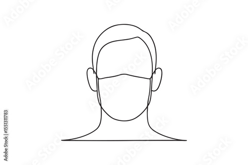 Face Mask continuous one line drawing minimalism design