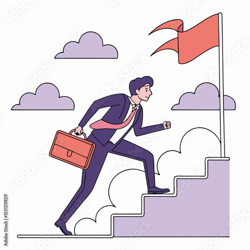 Motivated Businessperson Climbing Towards Success