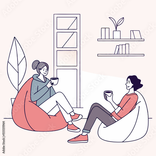 Friendly Companions Enjoying Cozy Coffee Break