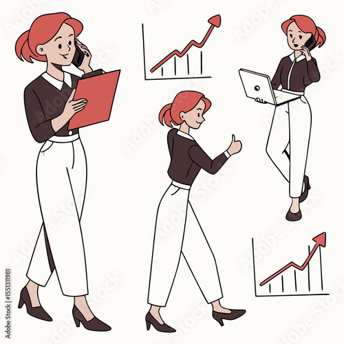 Professional women in various business scenarios