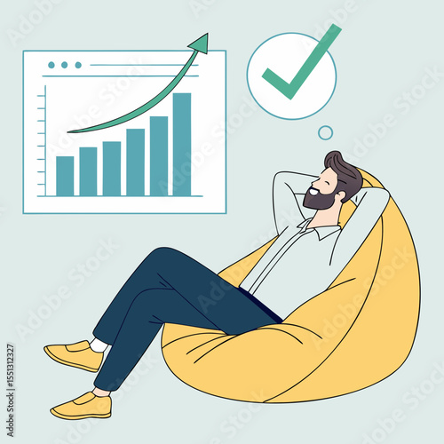 Relaxed Businessperson Reaps Success
