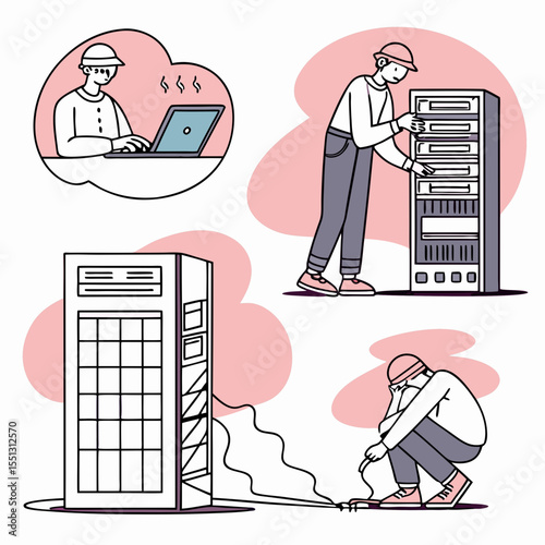 Digital difficulties and tech support illustrations