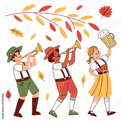 Autumnal Festivities with Traditional German Costumes