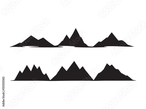Black silhouette mountain range with water reflection
