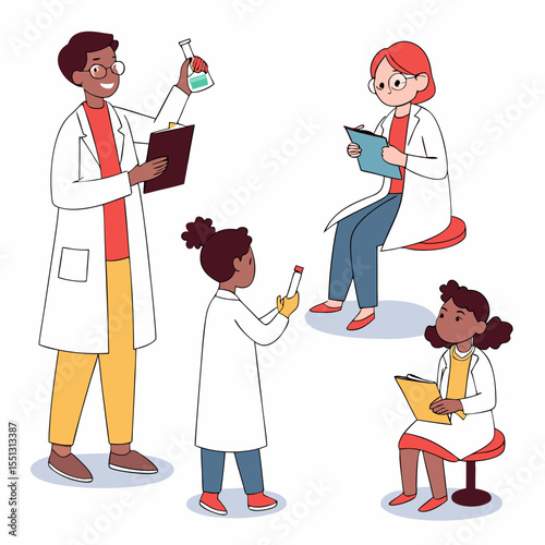 Diverse group of young scientists conducting a lab experiment