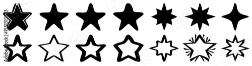 Star icon collection. Different stars set. Vector illustration