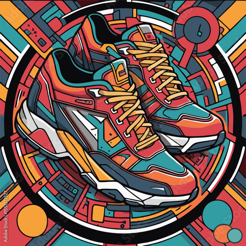 Shoe Illustration with abstract background