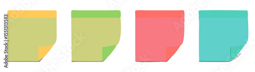 Sticky notes set. Post note with shadow. Vector