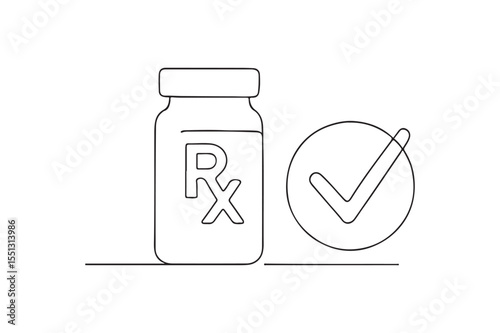 Prescription Approval continuous one line drawing minimalism design