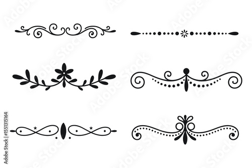 Calligraphy filigree lines Text dividers, vintage Flourishes decorative Scrolls, wedding Ornate, fancy elegant page Separators design elements, Header Swirls menu card,s Ornamental Border
