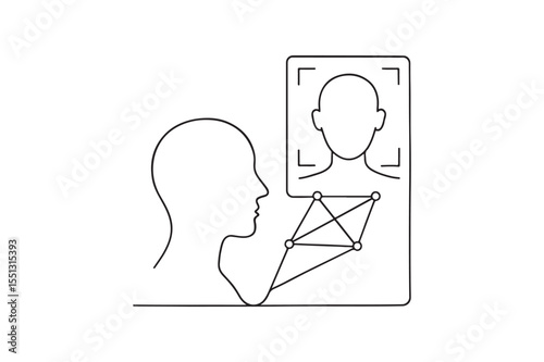 Facial Recognition continuous one line drawing minimalism design