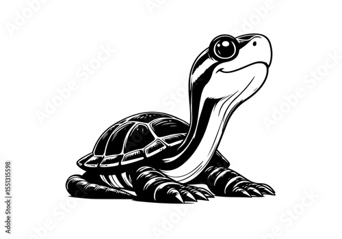 Yellow Bellied Slider Hand Drawn Natural Illustration Cartoon Stylized Vector Isolated by AZ for Books, Arts, Design and Decoration Graphic Asset
