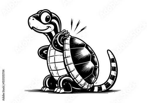 Yellow Bellied Slider Hand Drawn Natural Illustration Cartoon Stylized Vector Isolated by AZ for Books, Arts, Design and Decoration Graphic Asset