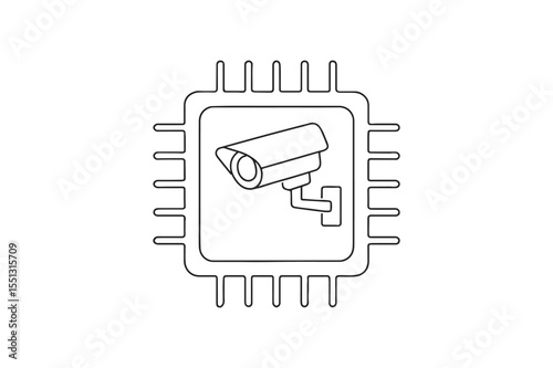 Microchip Surveillance continuous one line drawing minimalism design