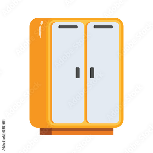 A trendy 2d icon of wooden closet storage