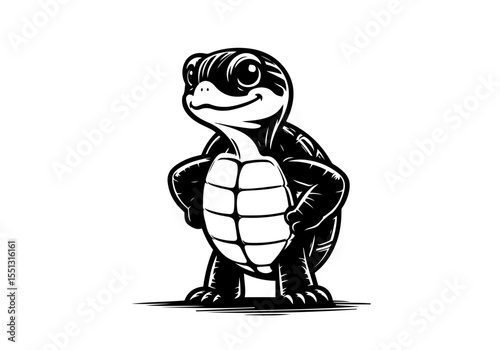 Yellow Bellied Slider Hand Drawn Natural Illustration Cartoon Stylized Vector Isolated by AZ for Books, Arts, Design and Decoration Graphic Asset