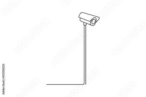 Tall Pole Camera continuous one line drawing minimalism design