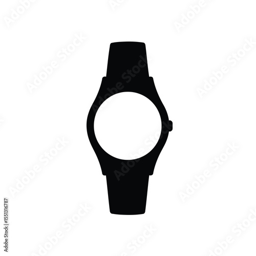 Black Silhouette Vector Wristwatch Eighties Style Icon