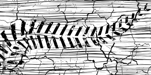 Background with tire wheel marks of cars. Vector illustration