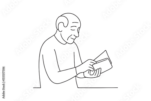Elder Wallet continuous one line drawing minimalism design