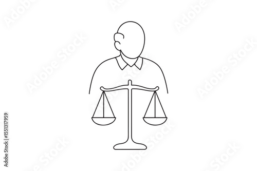 Elderly Legal Scales continuous one line drawing minimalism design