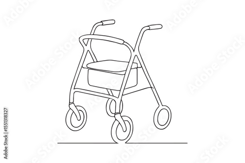 Mobility Walker continuous one line drawing minimalism design