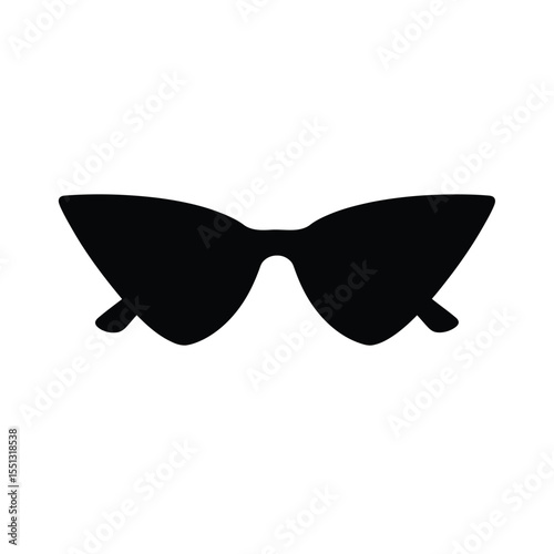 Black Silhouette Eighties Style Cat Eye Sunglasses Vector