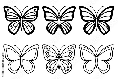 Stunning Black and White Butterfly Vector Illustrations for Art and DIY Projects