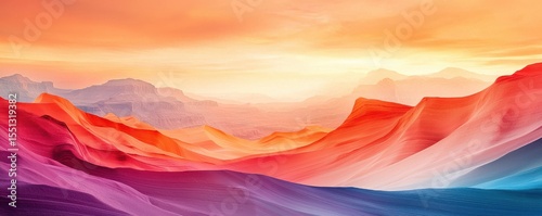 Stunning landscape featuring vibrant colors and soft shapes at sunset.
