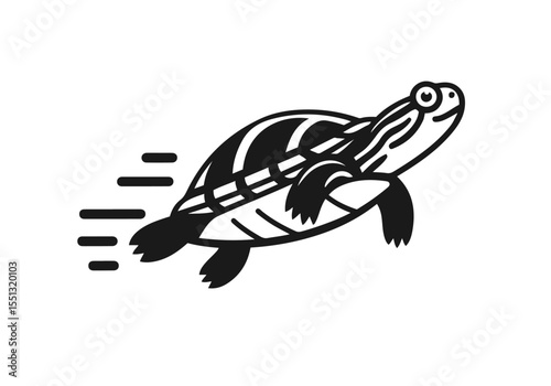 Yellow-Bellied Slider Hand Drawn Flat Illustration Vector Isolated by AZ for Books, Arts, Design and Decoration Graphic Asset