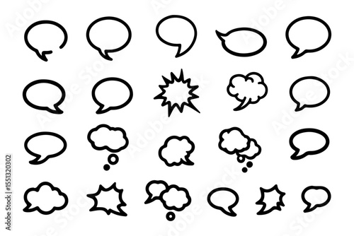 Halftone Shadow Comic Bubbles Vector