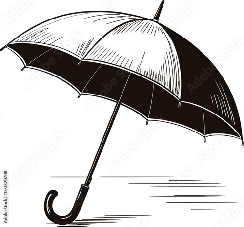 Vector Umbrella Sketch: Classic Rain Protection Accessory - Hand-Drawn Weather Gear Illustration