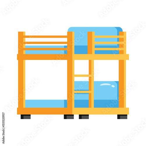 A trendy 2d icon of bunk bed with ladder