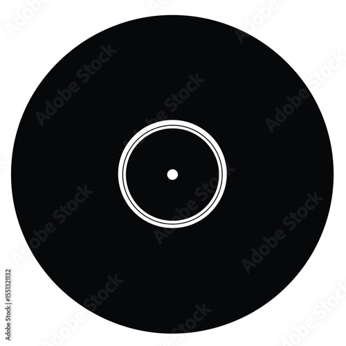 Black Vinyl Record Silhouette Vector Graphic Eighties Style