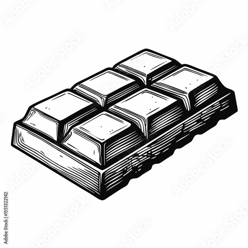 Depicting single chocolate bar, delicious sweet treat with a block style design and smooth texture. Chocolate bar creates indulgent moment, offering delightful experience,