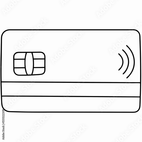 Digital access card illustration depicts card in minimalist style. Digital access card is a simple graphic of contactless payment method for technology concepts.