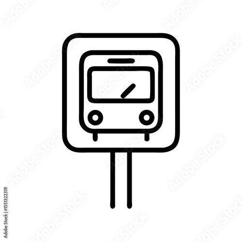 Digital bus sign presents modern city transportation in minimal style, designed for clear navigation.