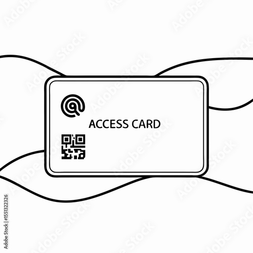Digital access card icon with qr code on wavy background. Digital access card symbolizes modern security and authorization for secure entry and identification.
