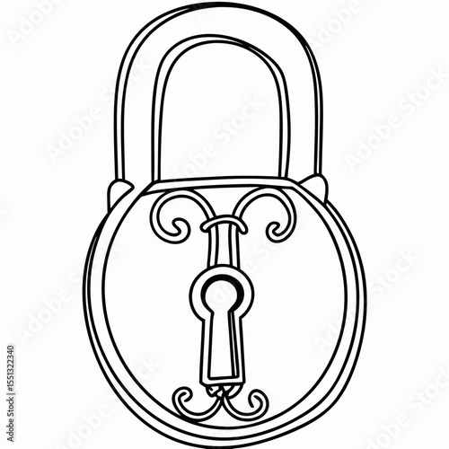 Digital lock presents safety measures in outline drawing. Digital lock shows protection of privacy with an outline design. Illustrative digital lock design for security concepts.