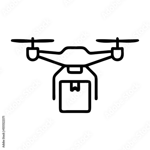 Drone delivery box outline for air shipment and fast delivery. Drone delivery box icon shows innovation in logistics and modern shipping techniques.