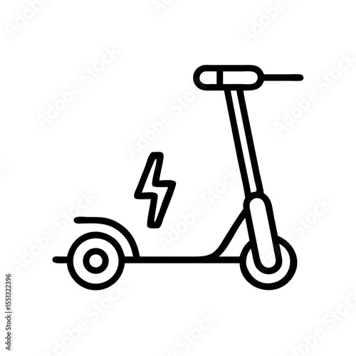 Electric scooter dock icon on white showcases transportation solutions. Electric scooter dock represents eco friendly transport icon and symbol for mobile app interfaces.
