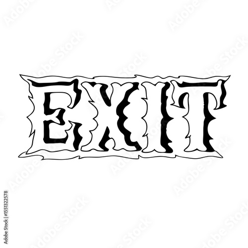Inscription exit in bold style, an illustration showing exit. Inscription exit concept in an edgy design with a distressed outline. Use of inscription exit illustrations for creative projects,