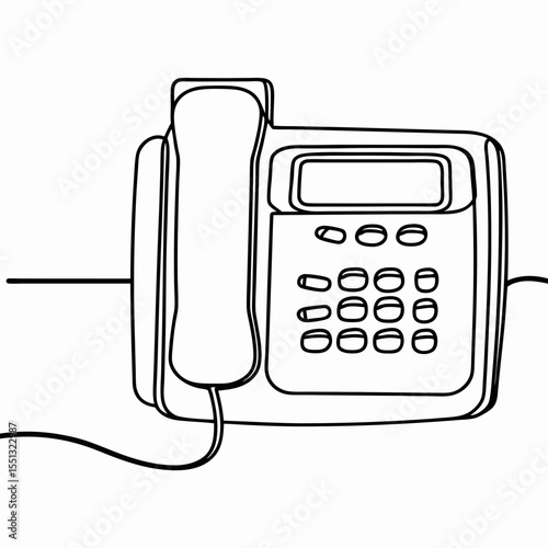 Continuous line drawing telephone showcases simplicity and classic design. Telephone line art depicts effective communication in professional settings,