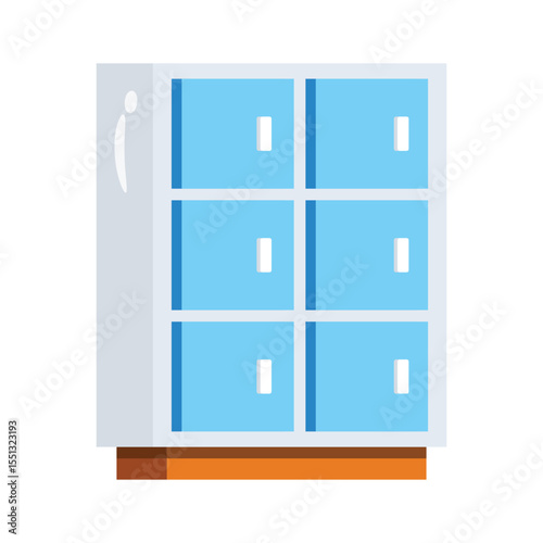 A sleek 2d icon of multi-door cabinets unit
