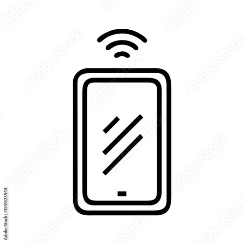 Smart mirror outline icon for modern technology and home automation. Smart mirror shows reflected lines, and smart electronic is a futuristic lifestyle product.