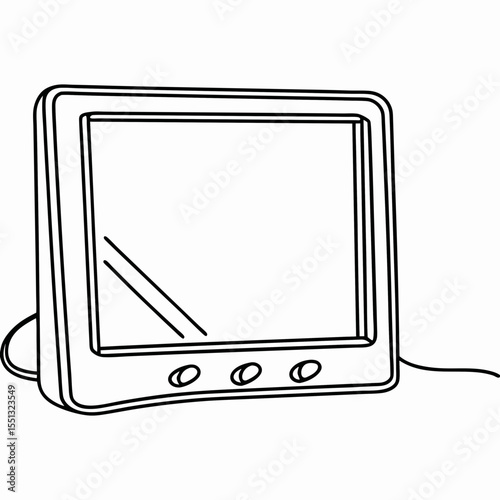 Smart mirror display in outline style, showcasing blank screen and simple design. Smart mirror as minimalist illustration of modern technology.