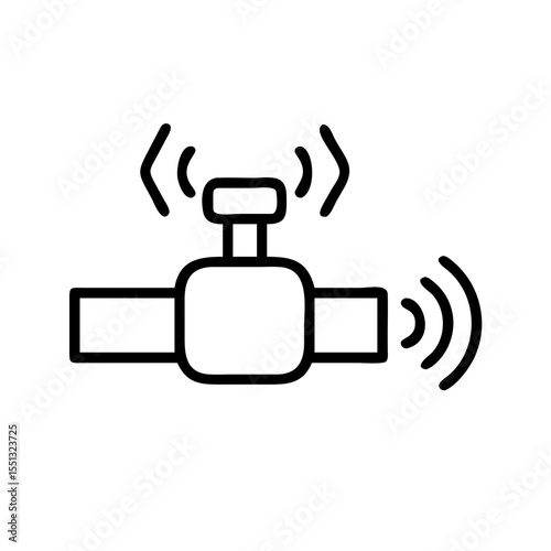 Illustrative water pipe sensor depicting smart plumbing technology. Water pipe sensor transmits detection signals for leak prevention and maintenance.