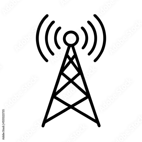 Urban antenna design with radio tower silhouette against plain backdrop. Urban antenna symbolizes connectivity and modern communication infrastructure.