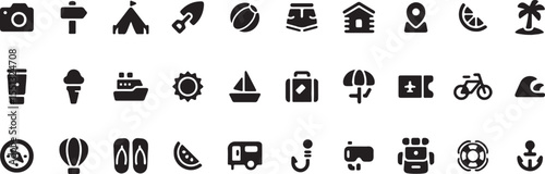 Transport and Vehicle Icon Set, Bike Car Ship Symbols, Travel Illustration, Transportation Vector Elements