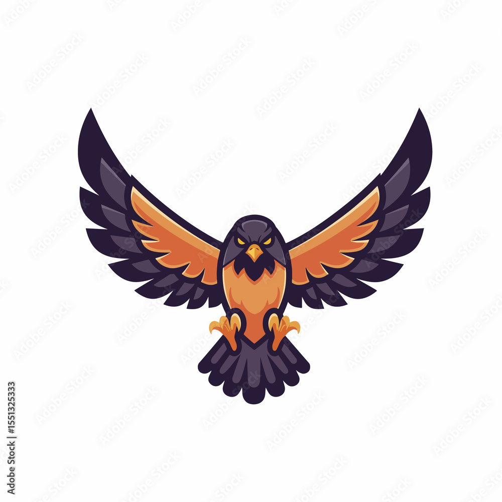 Fototapeta premium Majestic Hawk Spreading Its Wings Ready for Flight
